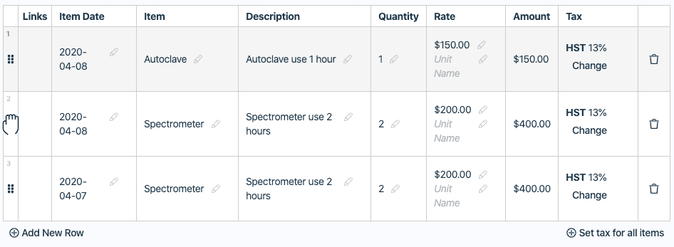 Change order of items