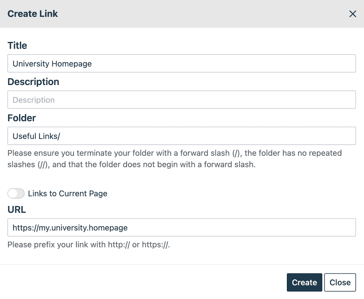 Creating an External Link