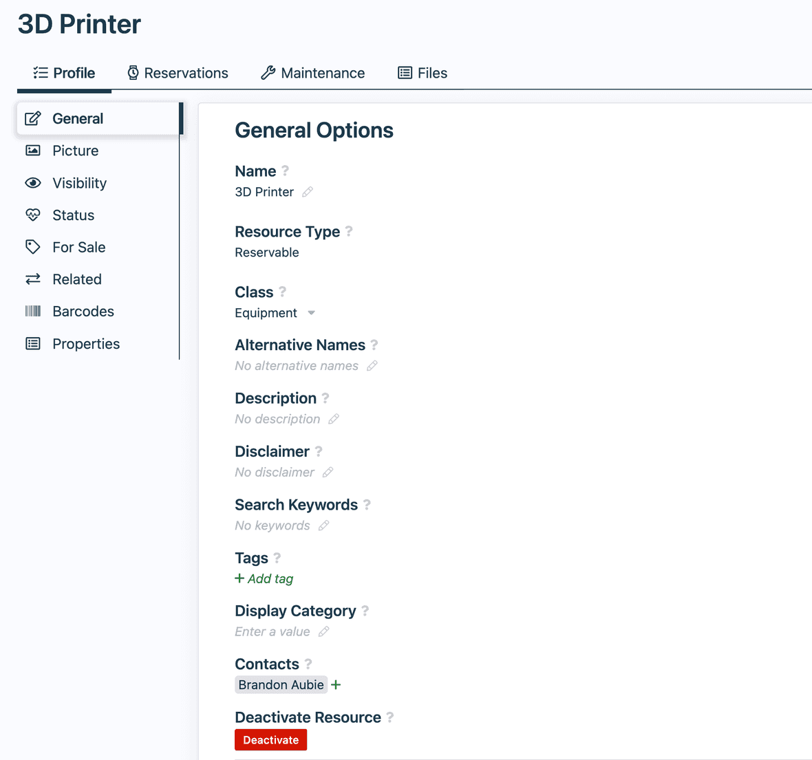 Editing a Resource Profile